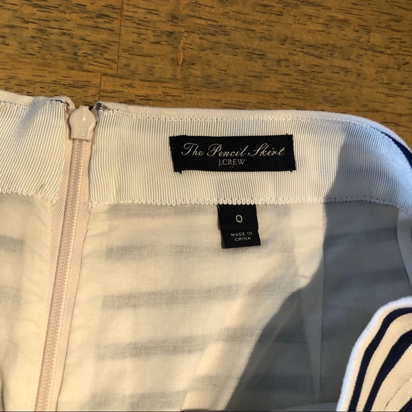 J. Crew Striped Navy/White Pencil Skirt, Size 0 - Picture 2 of 4
